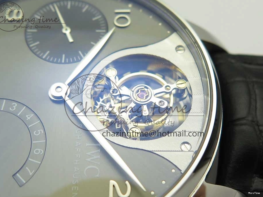 MIROTIME 0809 Portuguese Tourbillon IW5046 SS ZF Best Edition Gray Dial on Black Leather Strap SunProtective 7147